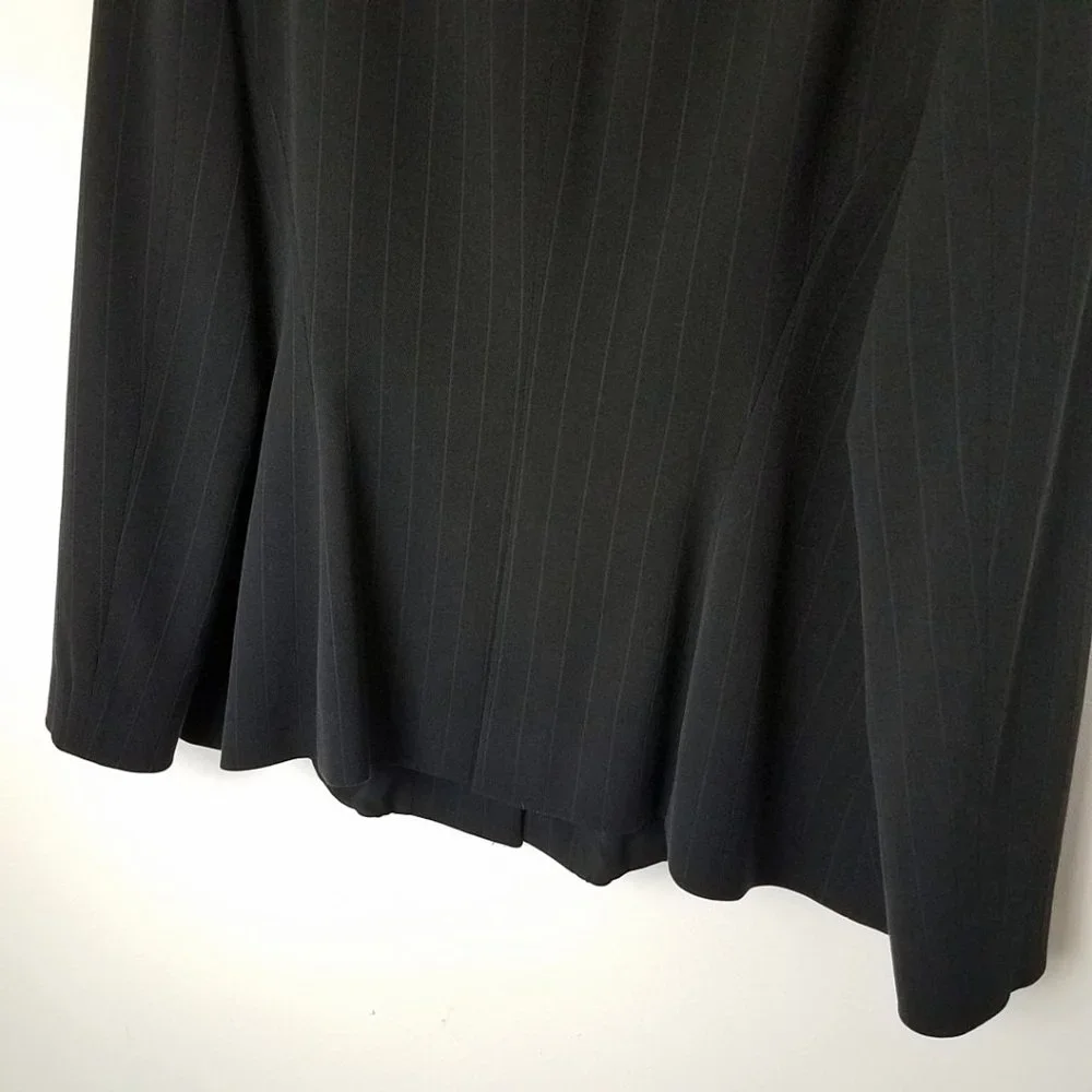 Giorgio Armani Size 14 Navy Blue Pin Lama Wool Blend Blazer Suit Coat Jacket - Picture 11 of 16